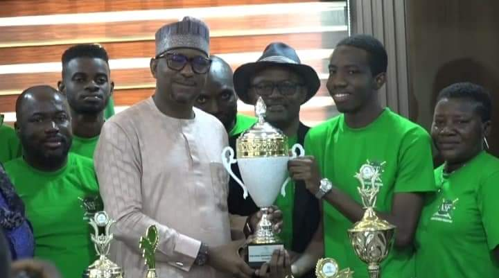 Cover image for SCRABBLE JAMZ: Chairman National Sports Commission Mallam Dikko receives members of victorious Scrabble Team Nigeria 